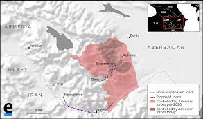 نقشه اذربایجان ارمنستان قره باغ